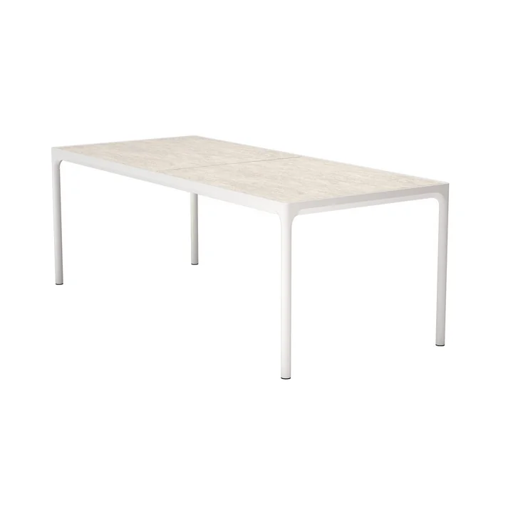 HOUE - FOUR Outdoor table, 210 x 90 cm, muted white / shell