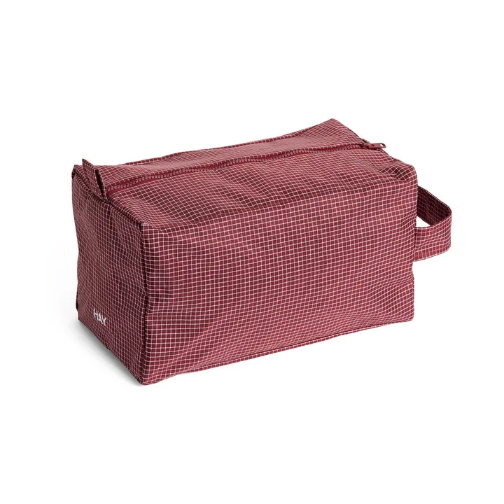 HAY - Grid Wash Bag M, burgundy