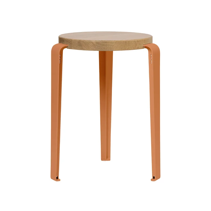 TipToe - LOU Stool, natural oak / tangerine red