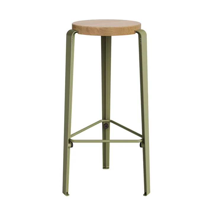 TipToe - BIG LOU Bar stool, oak / khaki green