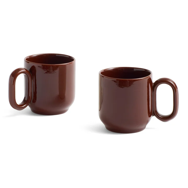 HAY - Barro Mug with handle, burgundy (set of 2)