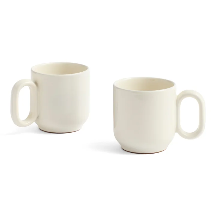 HAY - Barro Mug with handle, off-white (set of 2)