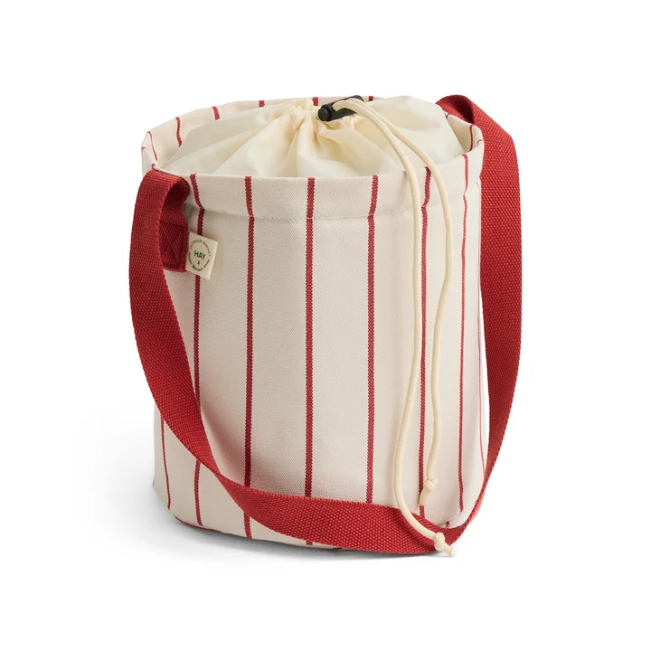 HAY - Outdoor Market Bottle bag M, beige with red stripes