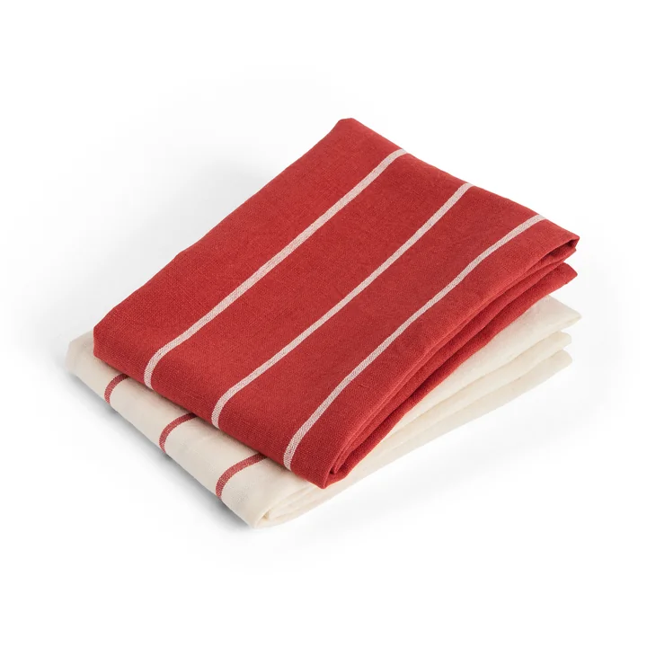 HAY - Outdoor Market Tea towel, beige with red stripes (set of 2)