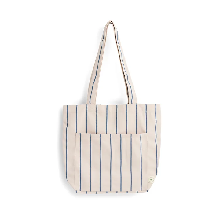HAY - Outdoor Market Tote Bag M, beige with blue stripes