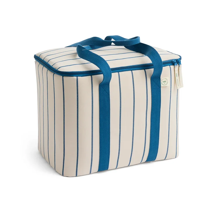 HAY - Outdoor Market Cooler bag M, beige with blue stripes