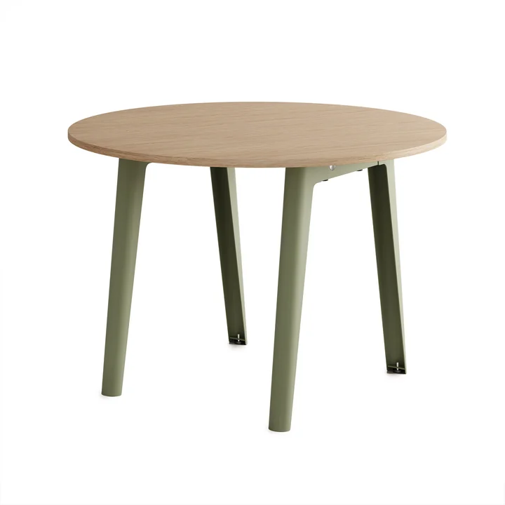 TipToe - NEW MODERN Dining table Ø 110 cm, oak / khaki green