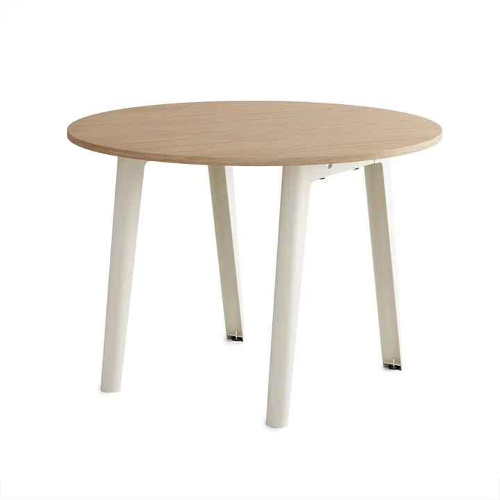 TipToe - NEW MODERN Dining table Ø 110 cm, oak / cream white