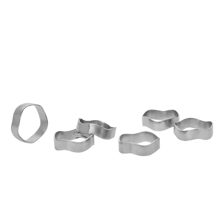 Broste Copenhagen - Zina Napkin ring, Ø4.5 x H0.5 cm, silver (6 pieces)