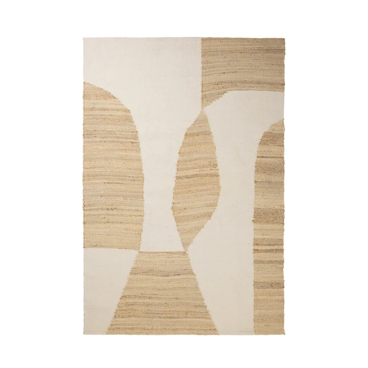 Broste Copenhagen - " Lumi " Rug, 140 x 200 cm, white / natural
