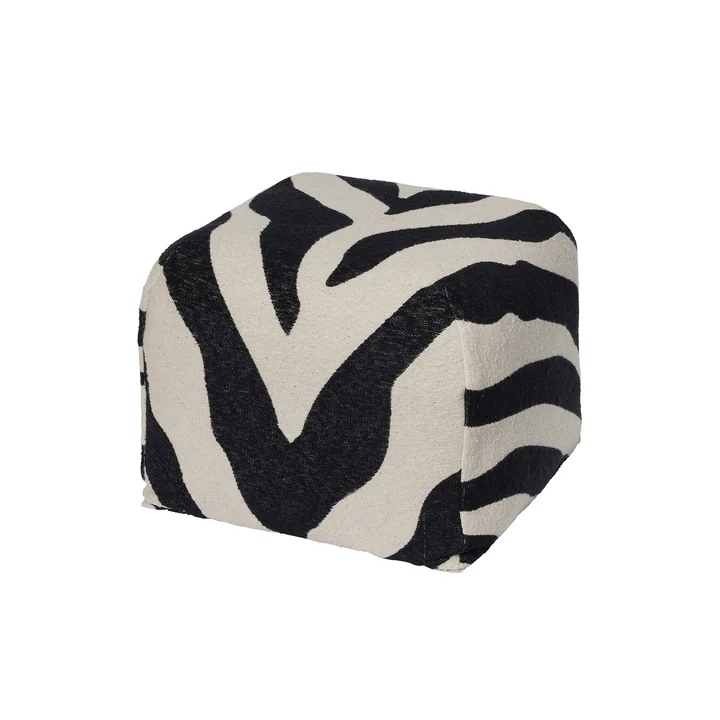 Broste Copenhagen - Zebra Pouf, black / light beige
