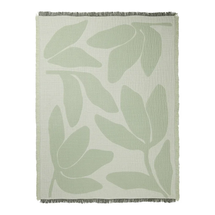 Broste Copenhagen - Herbert throw corner, 130 x 180 cm, sage green / off white