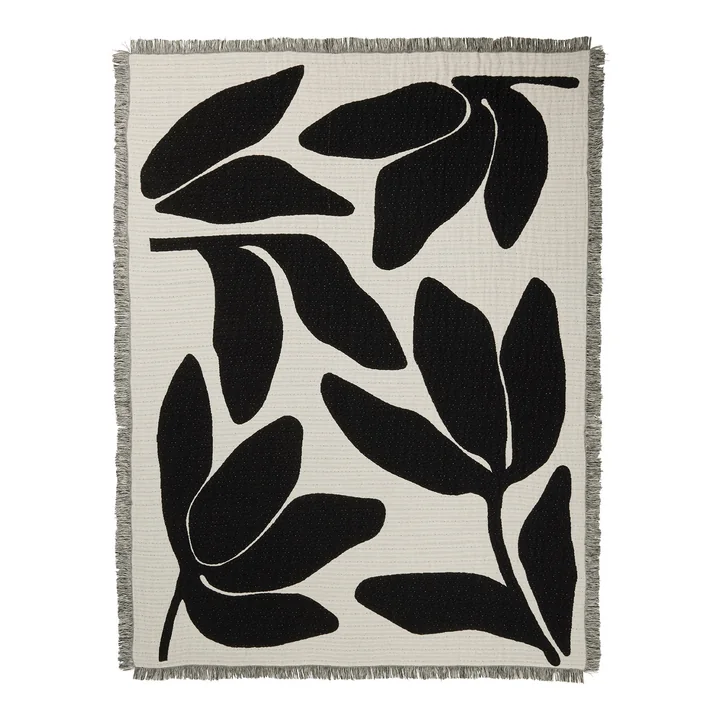 Broste Copenhagen - Herbert throw corner, 130 x 180 cm, black / off white