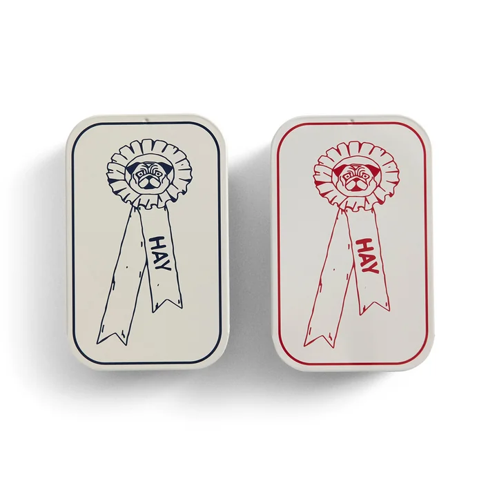 HAY - Dogs treat tin S, red / white and blue / white