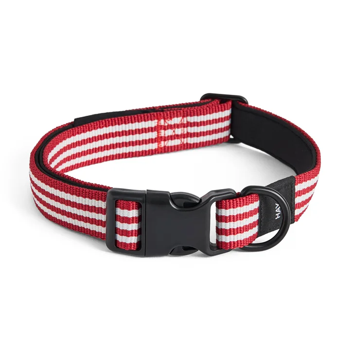 HAY - Dogs Dog collar, M/L, red / white stripes