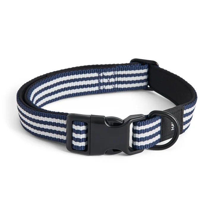 HAY - Dogs Dog collar, M/L, blue / white stripes