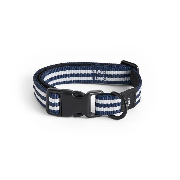 HAY - Dogs Dog collar, S/M, blue / white stripes