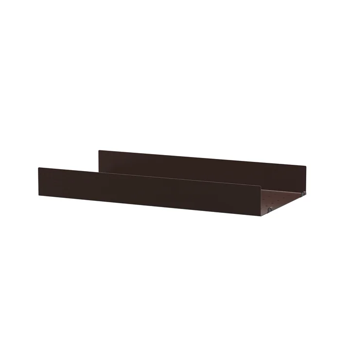 String - Metal shelf with high edge, 58 x 30 cm, dark brown