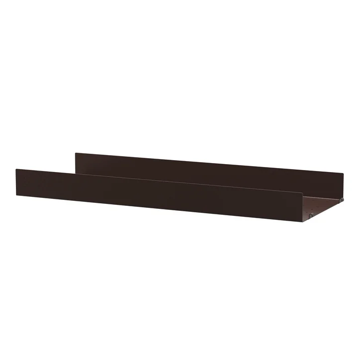 String - Metal shelf with high edge, 78 x 30 cm, dark brown