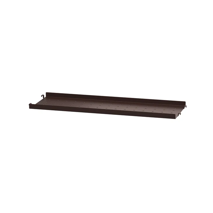 String - Metal shelf with low edge, 58 x 20 cm, dark brown