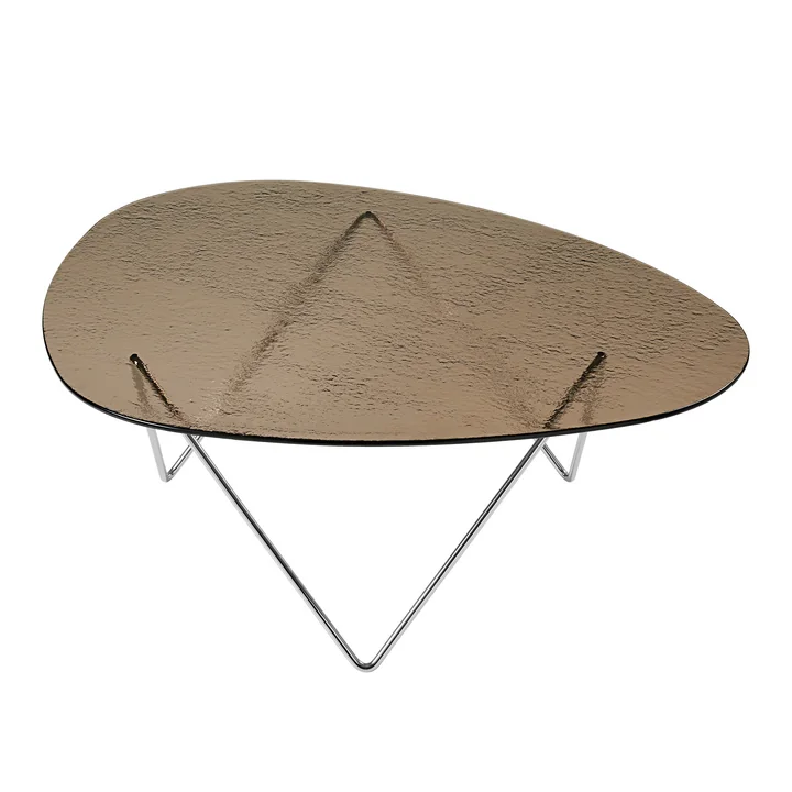 Gubi - Pedrera coffee table, chrome / textured bronze glass