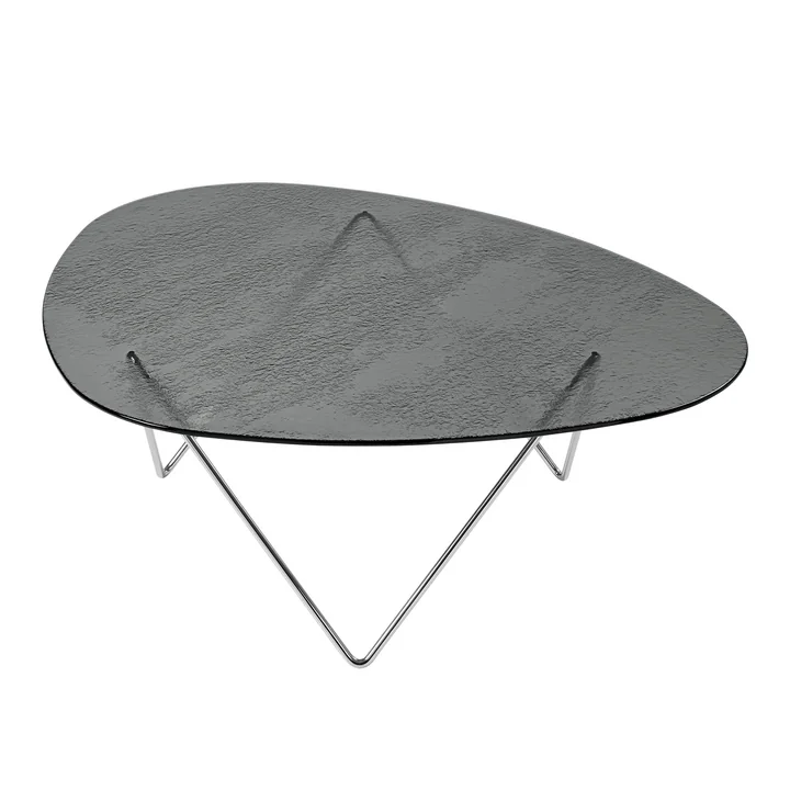 Gubi - Pedrera coffee table, chrome / textured glass smoke