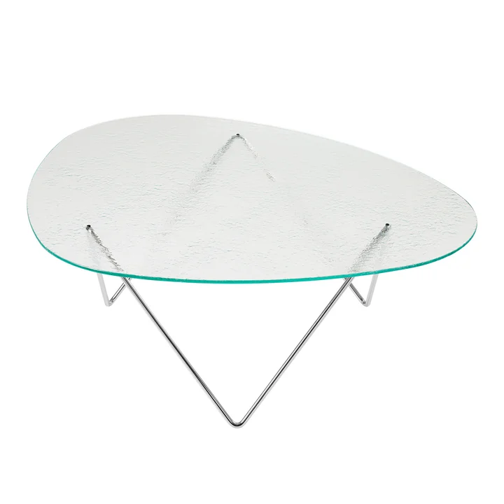 Gubi - Pedrera coffee table, chrome / structured transparent glass