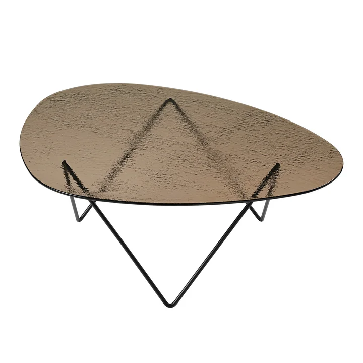 Gubi - Pedrera coffee table, black semi-matt / textured bronze glass