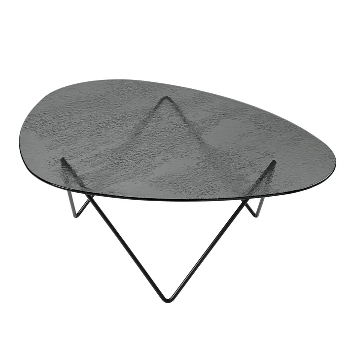 Gubi - Pedrera coffee table, black semi-matt / textured smoke glass