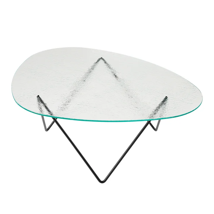 Gubi - Pedrera coffee table, black semi-matt / textured transparent glass