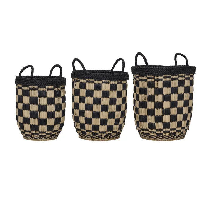 House Doctor - Opti storage basket, black / natural (set of 3)