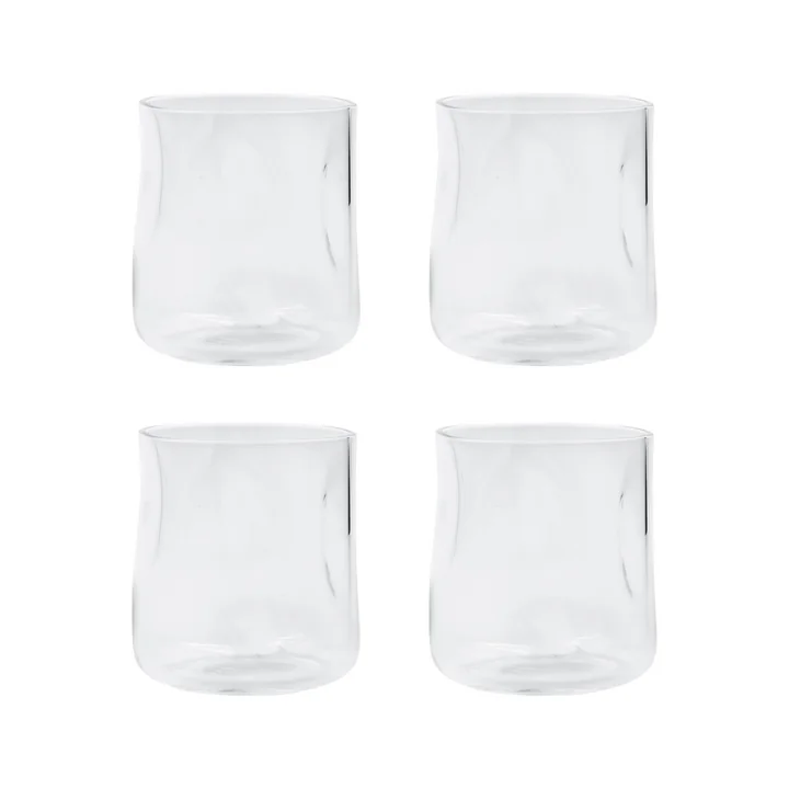 House Doctor - Sand drinking glass, h 9 cm, clear (set of 4)