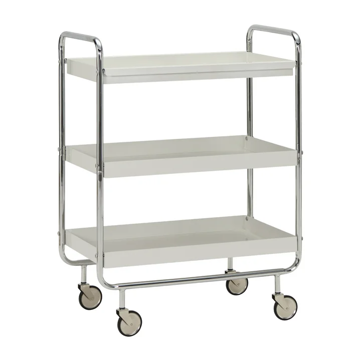 House Doctor - Serving trolley Roll, large, off-white / crome