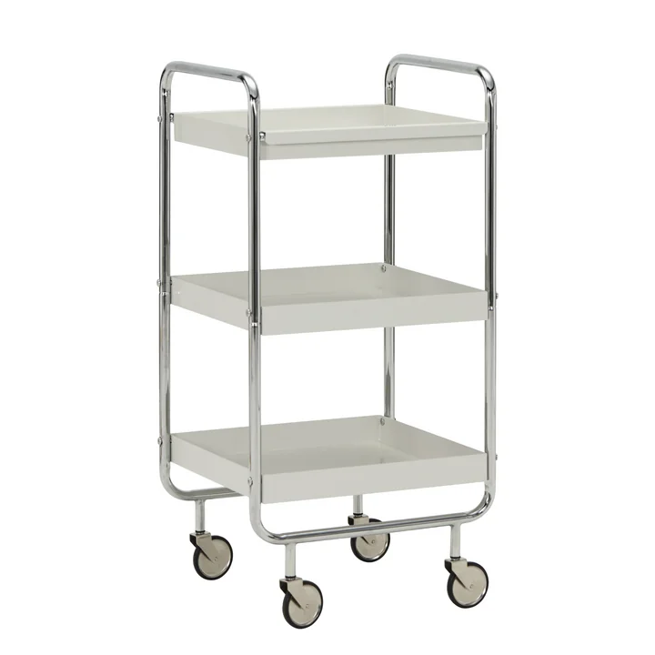 House Doctor - Serving trolley Roll, off-white / crome