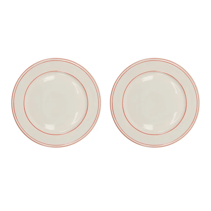 Nicolas Vahé - Bistro plate Ø 27 cm, red / white (set of 2)