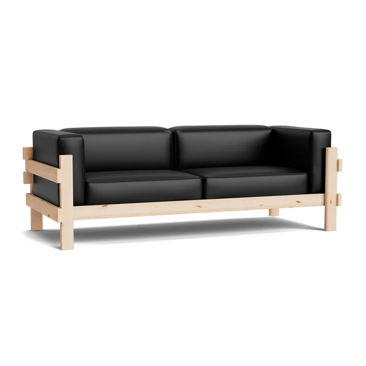 Normann Copenhagen - Kube 3-seater sofa, pine / leather ultra black 41599