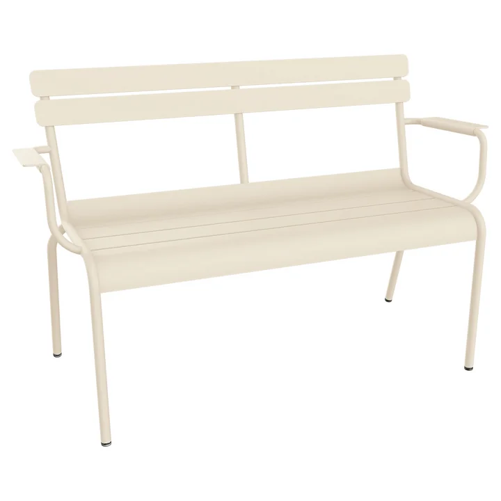 Fermob - Luxembourg garden bench with armrest, 2-seater, latte-beige
