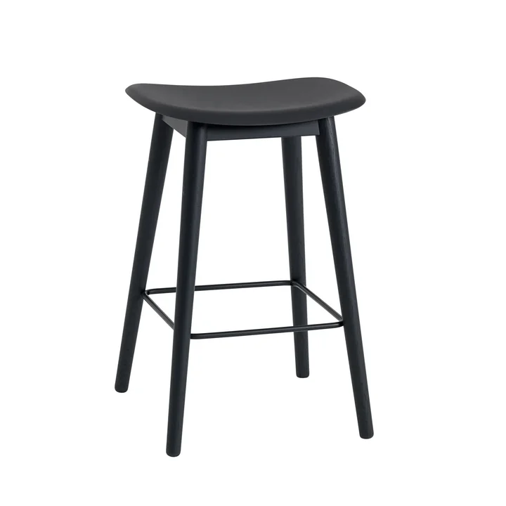 Muuto - Fiber Bar stool Wood Base H 65 cm, black