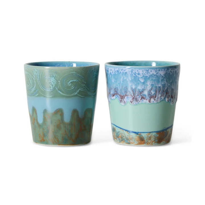 HKliving - 70's Van Gogh coffee mug, 230 ml, self-portrait (set of 2)