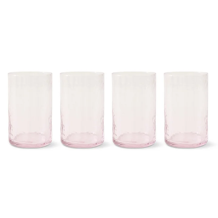 HKliving - Tube drinking glass, H 12 cm / 400 ml, blush (set of 4)