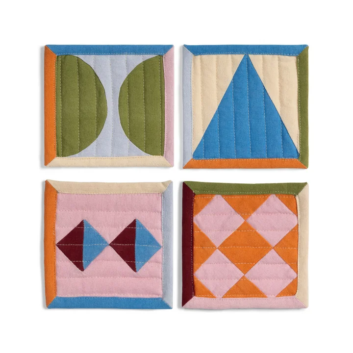 & klevering - Stitch Glass coasters, 12 x 12 cm (set of 4)