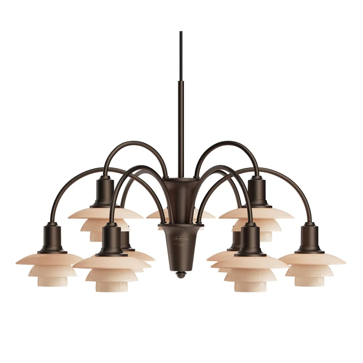 Louis Poulsen - PH 1/1 Chandelier Centenary Edition, aged brass / dusty terracotta (9-arm)
