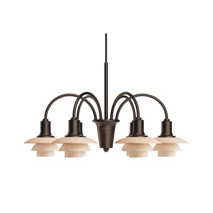 Louis Poulsen - PH 1/1 Chandelier Centenary Edition, aged brass / dusty terracotta (6-arm)