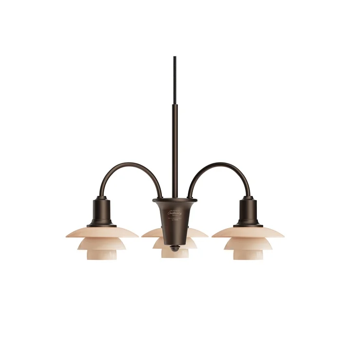 Louis Poulsen - PH 1/1 Chandelier Centenary Edition, aged brass / dusty terracotta (3-arm)