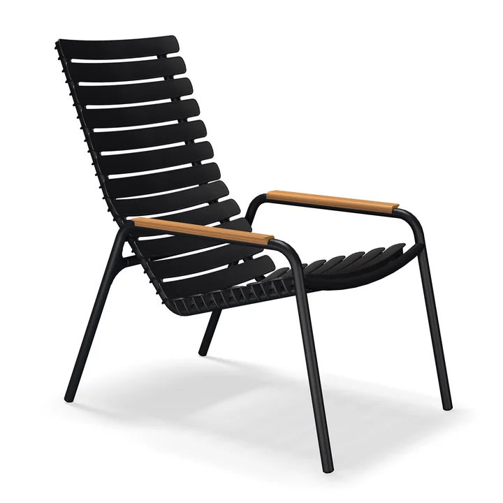 HOUE - ReCLIPS Outdoor lounge chair, black / bamboo