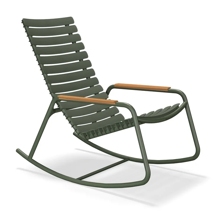 HOUE - ReCLIPS Outdoor rocking chair, olive green / bamboo