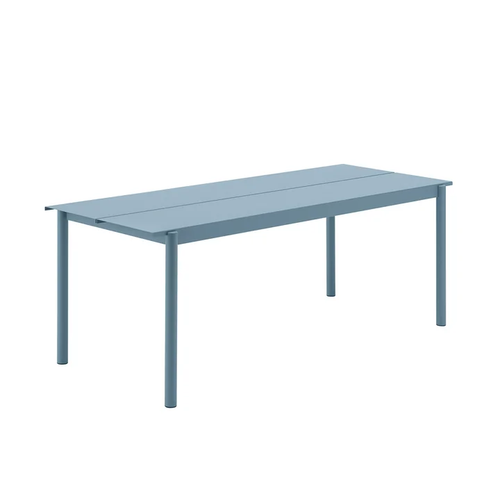 Linear Steel outdoor garden table, 200 x 75 cm, light blue by Muuto