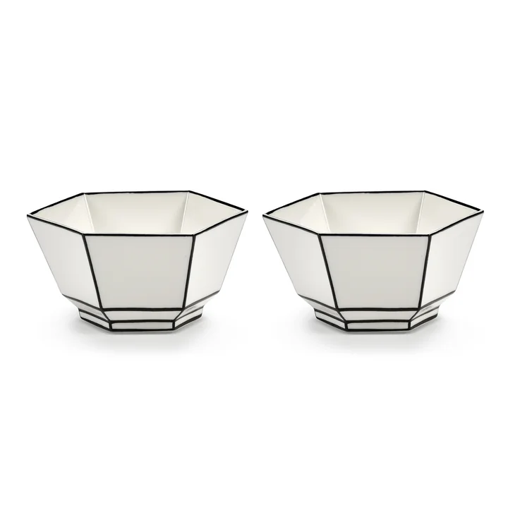 Serax - Carte Blanche Cereal bowl, white / black (set of 2)