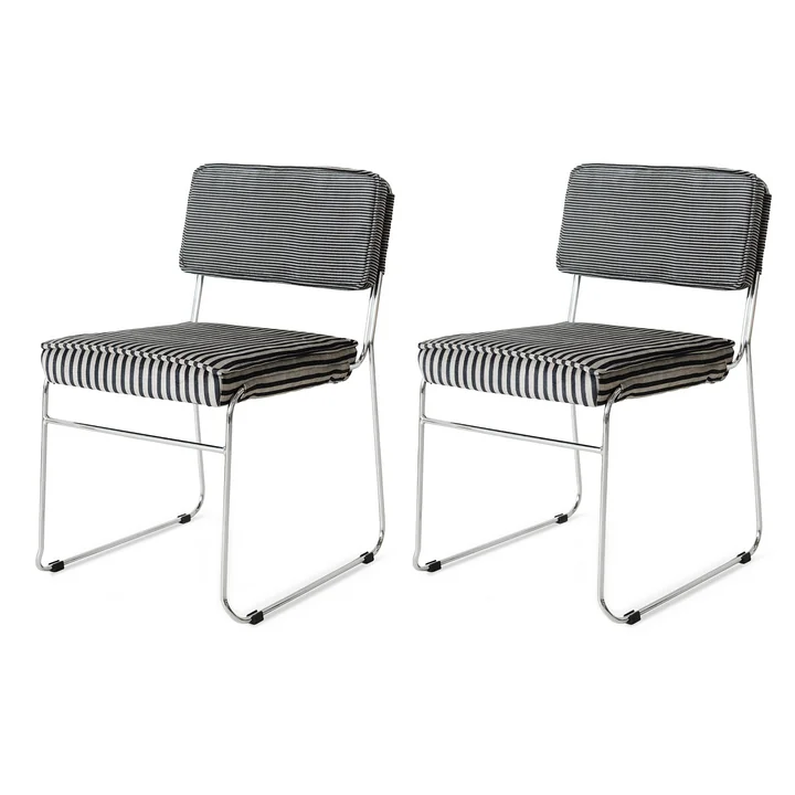 HKliving - Endless Dining chair, stripe / monochrome (set of 2)