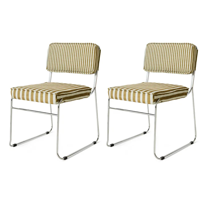 HKliving - Endless Dining chair, stripe / sunflower (set of 2)